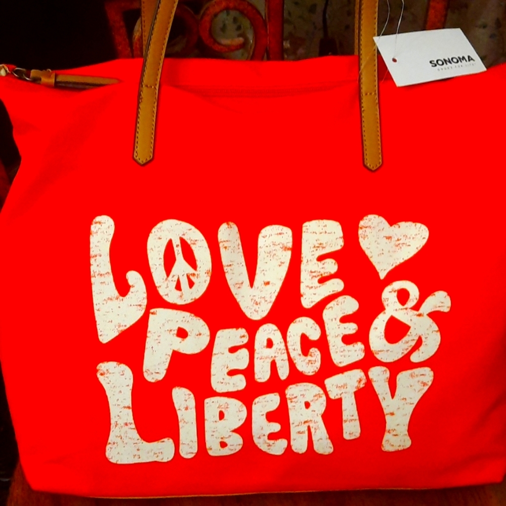Canvas light weight love peace liberty shoulder bag